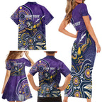Personalised Storm Rugby Aboriginal Family Matching Short Sleeve Bodycon Dress and Hawaiian Shirt 2024 GO Storms