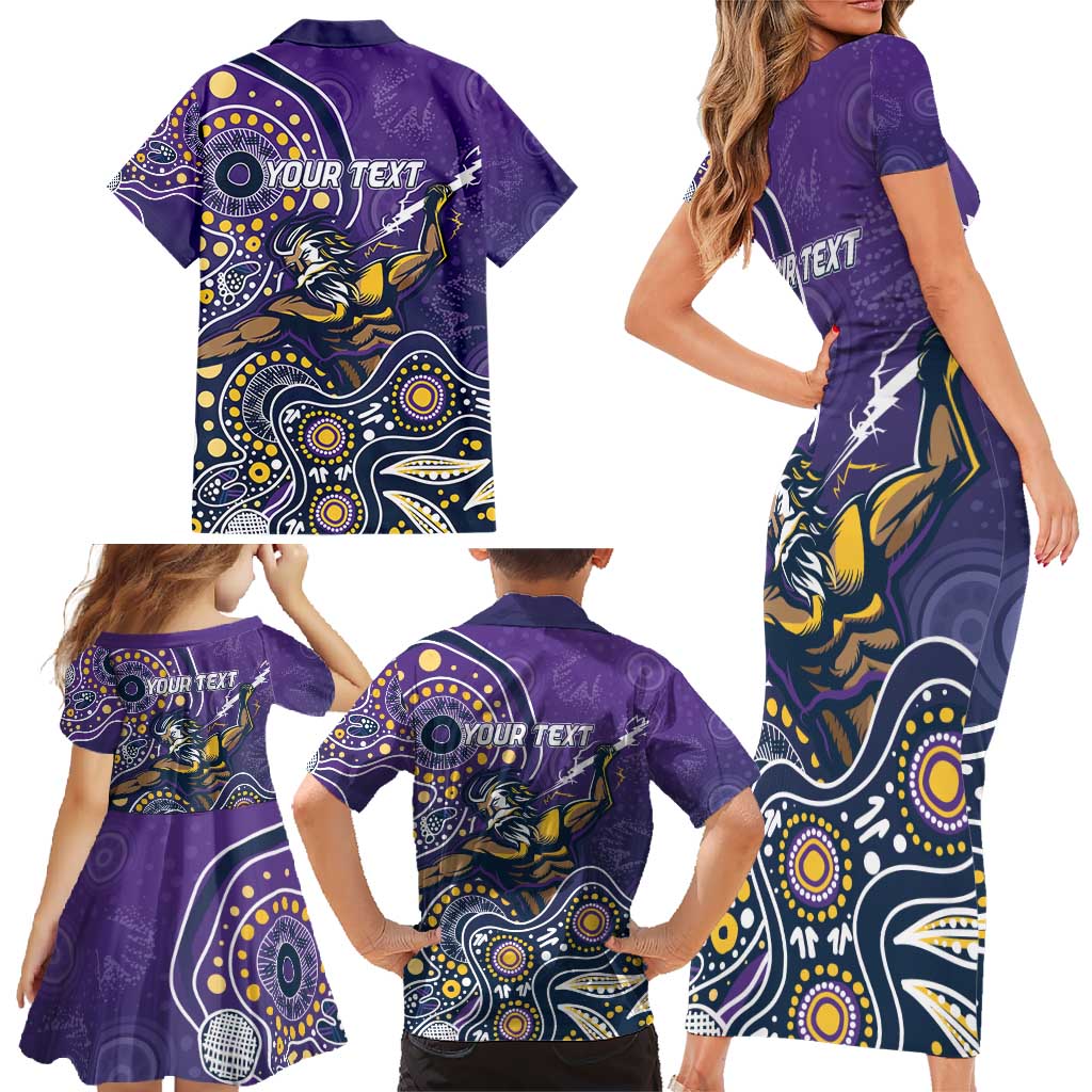 Personalised Storm Rugby Aboriginal Family Matching Short Sleeve Bodycon Dress and Hawaiian Shirt 2024 GO Storms