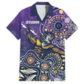 Personalised Storm Rugby Aboriginal Family Matching Short Sleeve Bodycon Dress and Hawaiian Shirt 2024 GO Storms