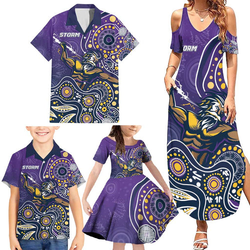 Personalised Storm Rugby Aboriginal Family Matching Summer Maxi Dress and Hawaiian Shirt 2024 GO Storms