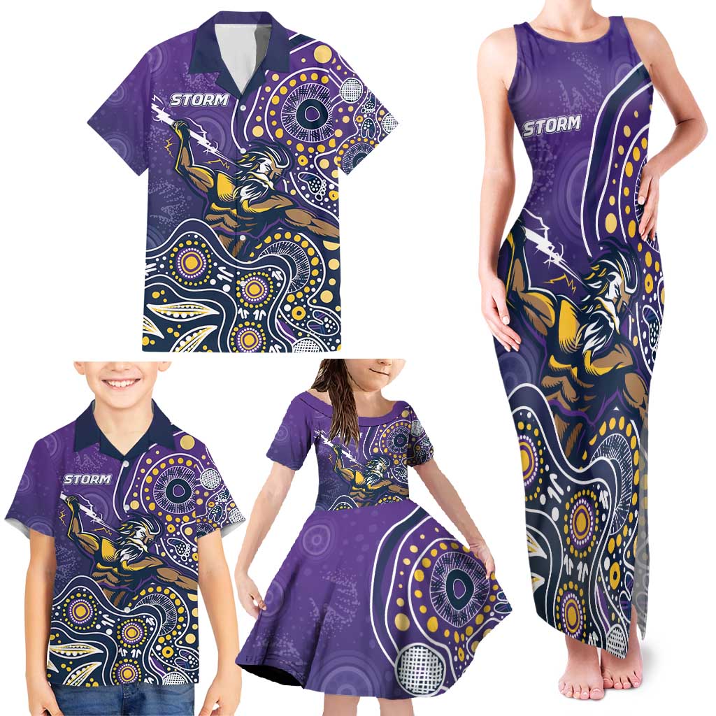Personalised Storm Rugby Aboriginal Family Matching Tank Maxi Dress and Hawaiian Shirt 2024 GO Storms