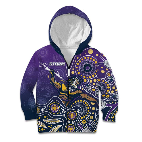 Personalised Storm Rugby Aboriginal Kid Hoodie 2024 GO Storms