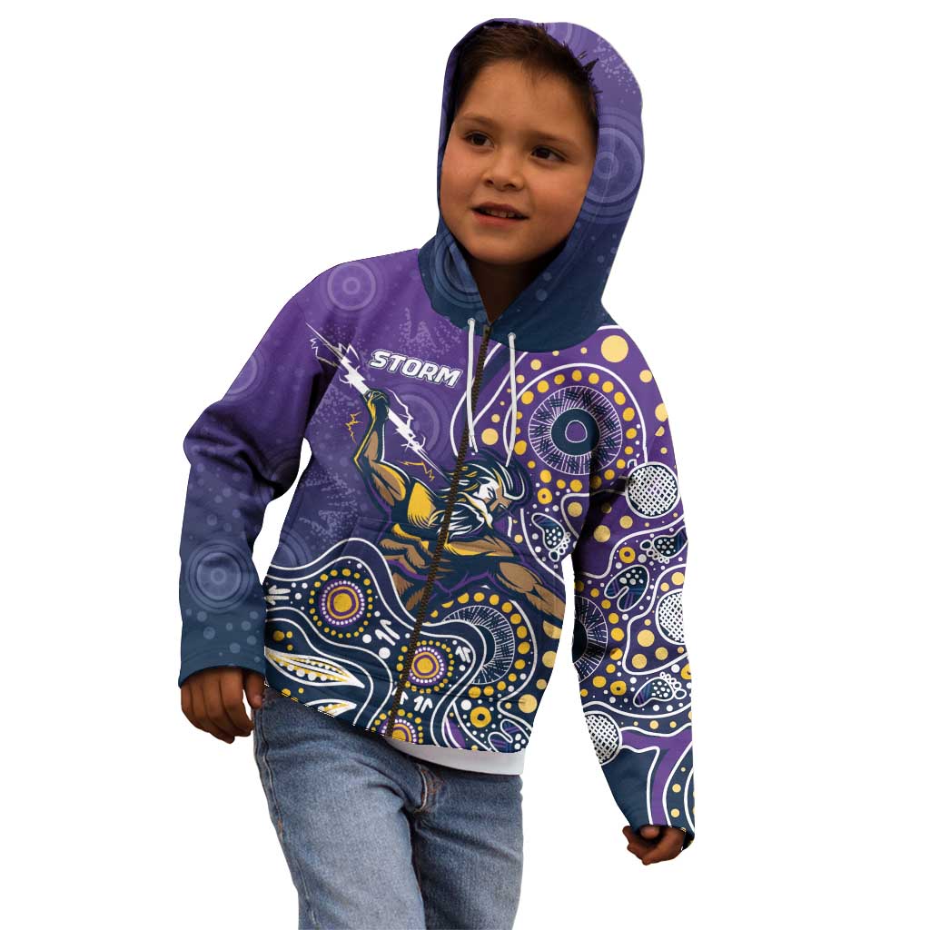 Personalised Storm Rugby Aboriginal Kid Hoodie 2024 GO Storms