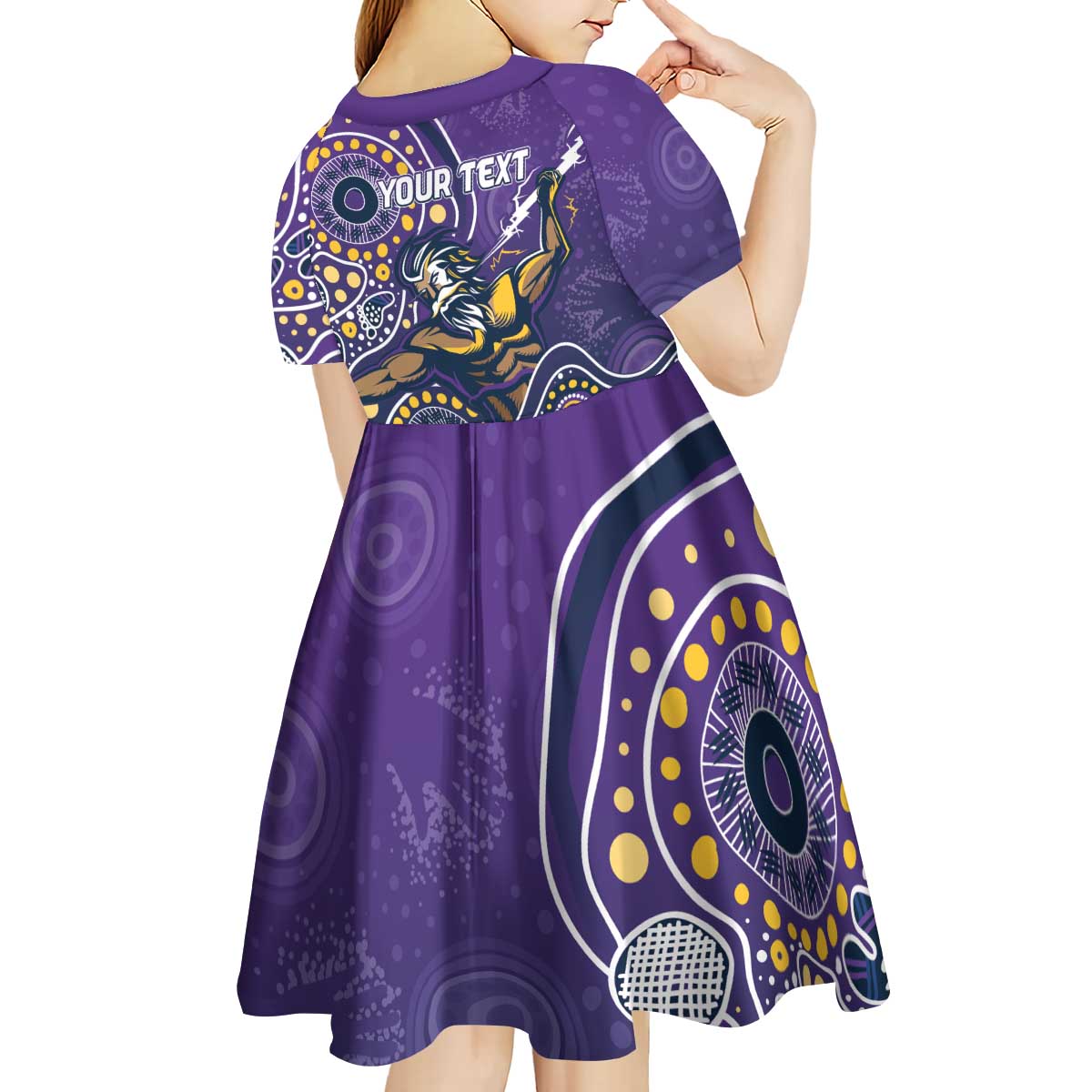 Personalised Storm Rugby Aboriginal Kid Short Sleeve Dress 2024 GO Storms