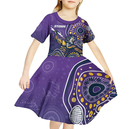 Personalised Storm Rugby Aboriginal Kid Short Sleeve Dress 2024 GO Storms