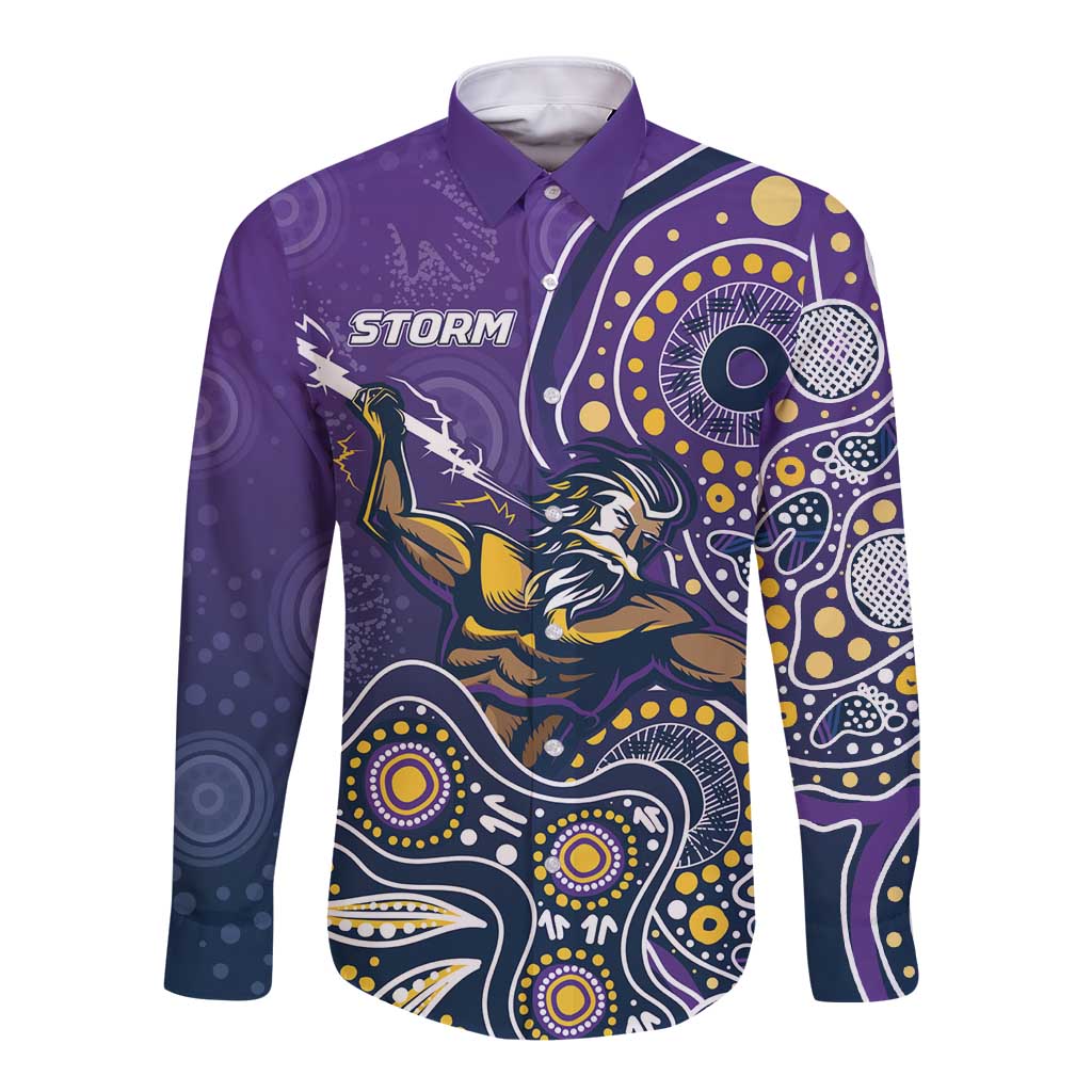 Personalised Storm Rugby Aboriginal Long Sleeve Button Shirt 2024 GO Storms