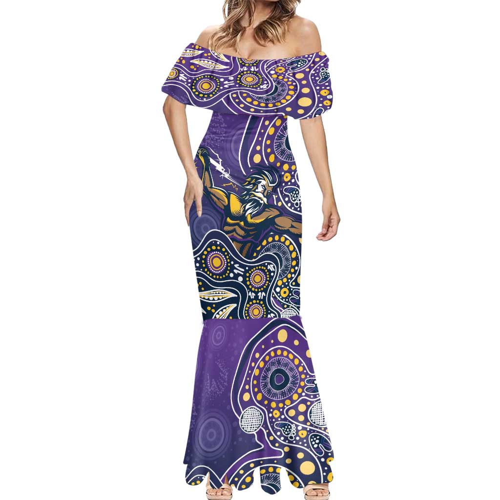 Personalised Storm Rugby Aboriginal Mermaid Dress 2024 GO Storms