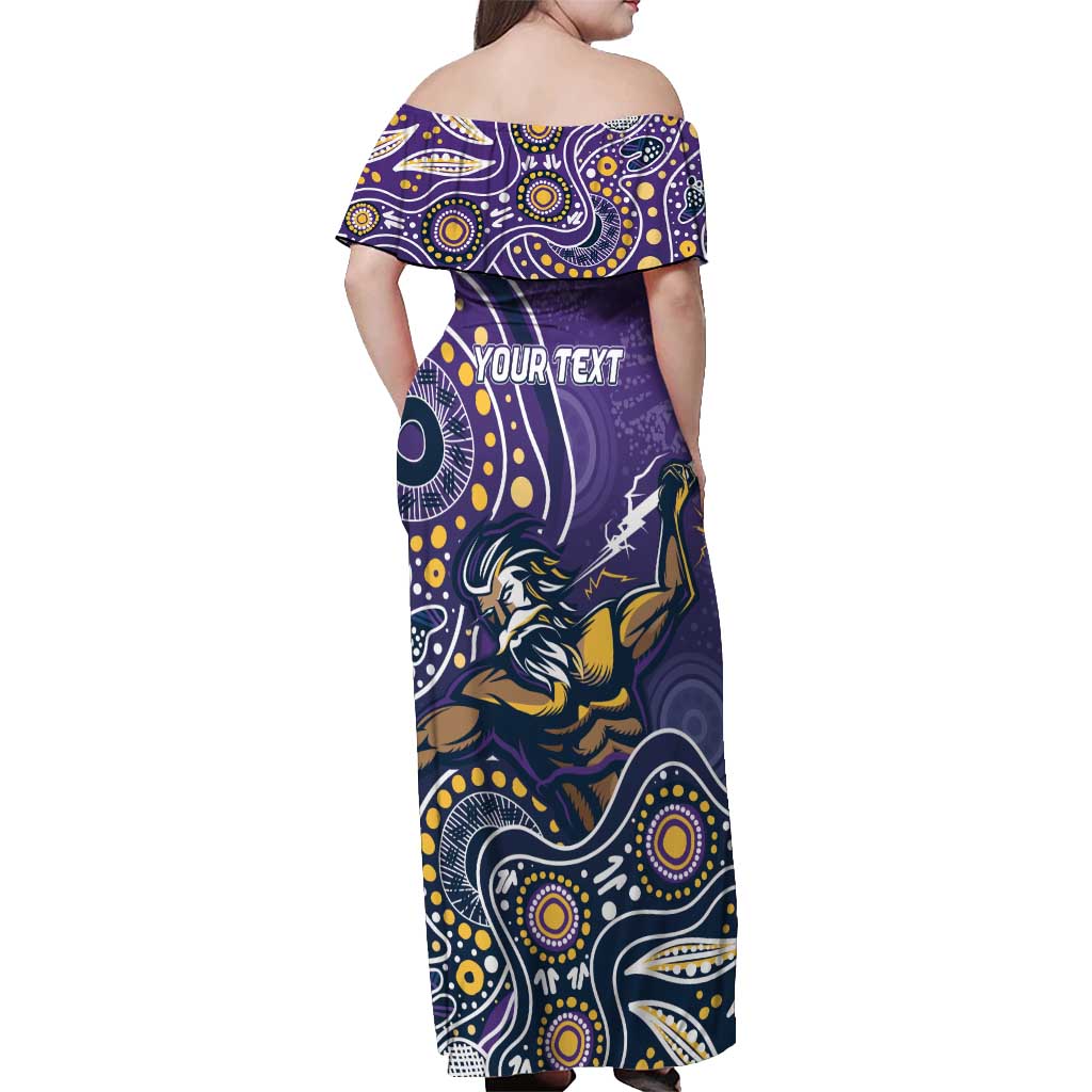Personalised Storm Rugby Aboriginal Off Shoulder Maxi Dress 2024 GO Storms