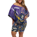 Personalised Storm Rugby Aboriginal Off Shoulder Short Dress 2024 GO Storms