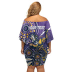 Personalised Storm Rugby Aboriginal Off Shoulder Short Dress 2024 GO Storms