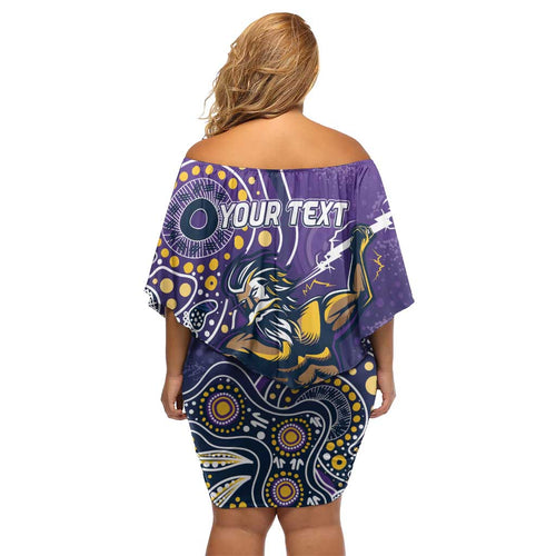 Personalised Storm Rugby Aboriginal Off Shoulder Short Dress 2024 GO Storms