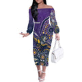 Personalised Storm Rugby Aboriginal Off The Shoulder Long Sleeve Dress 2024 GO Storms