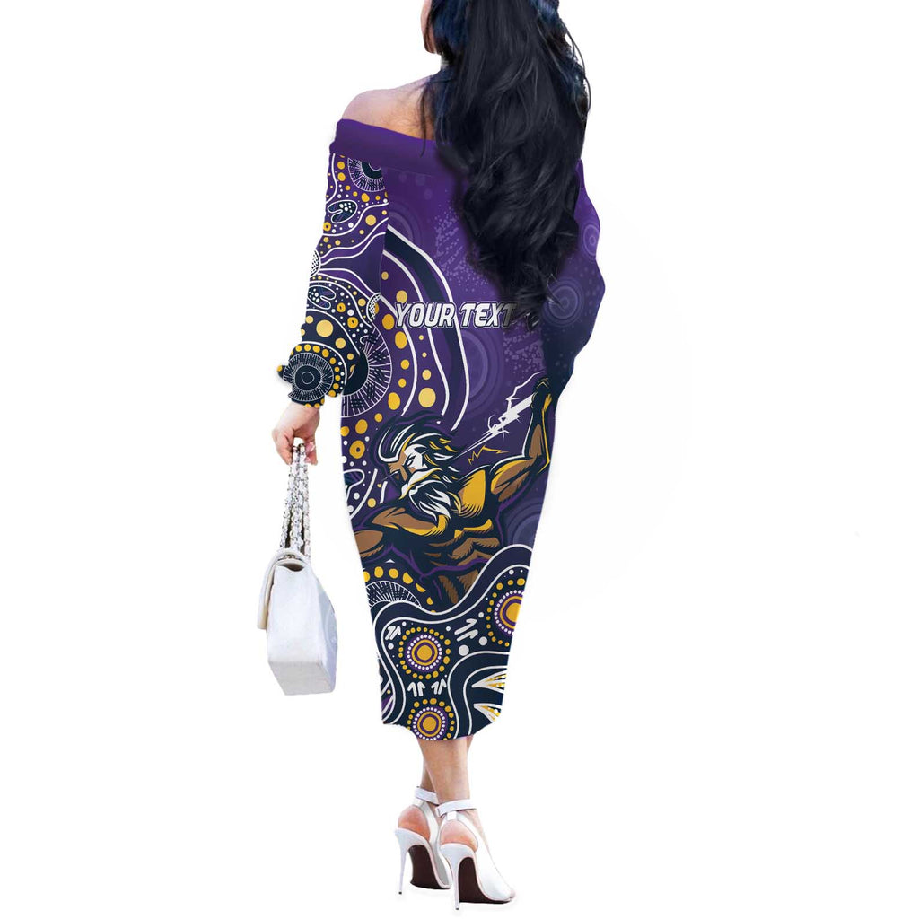 Personalised Storm Rugby Aboriginal Off The Shoulder Long Sleeve Dress 2024 GO Storms