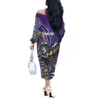 Personalised Storm Rugby Aboriginal Off The Shoulder Long Sleeve Dress 2024 GO Storms
