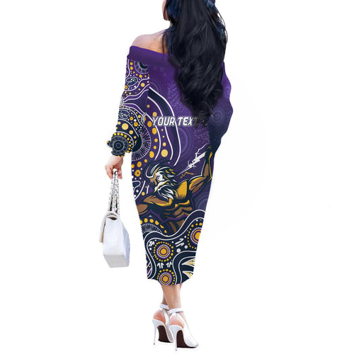 Personalised Storm Rugby Aboriginal Off The Shoulder Long Sleeve Dress 2024 GO Storms