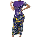 Personalised Storm Rugby Aboriginal Short Sleeve Bodycon Dress 2024 GO Storms