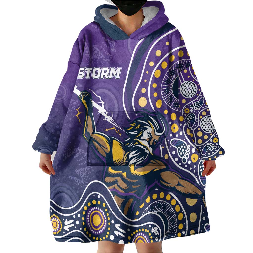 Personalised Storm Rugby Aboriginal Wearable Blanket Hoodie 2024 GO Storms