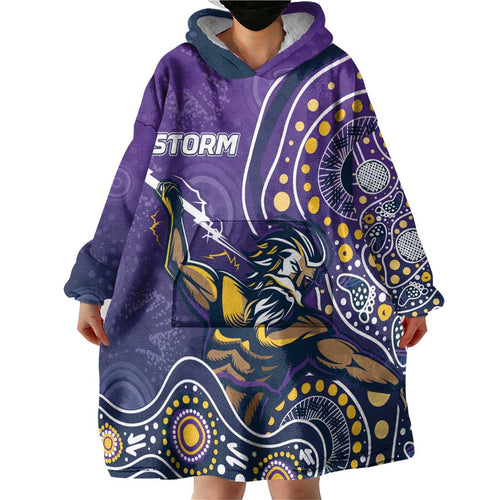 Personalised Storm Rugby Aboriginal Wearable Blanket Hoodie 2024 GO Storms