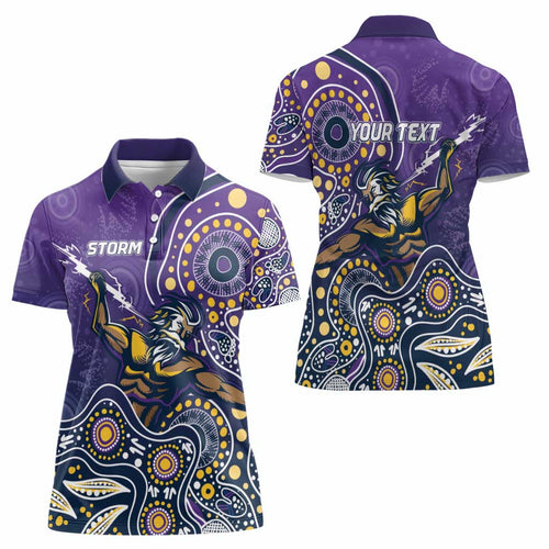 Personalised Storm Rugby Aboriginal Women Polo Shirt 2024 GO Storms