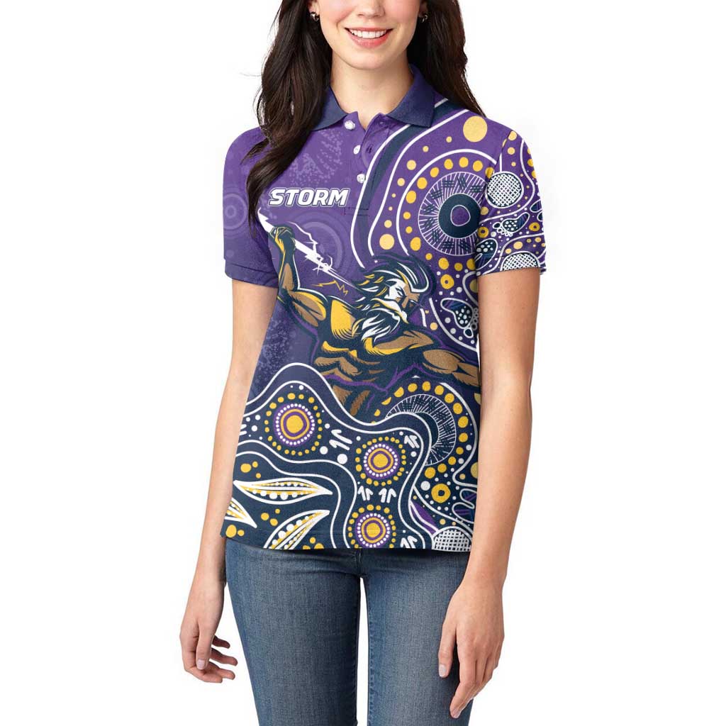 Personalised Storm Rugby Aboriginal Women Polo Shirt 2024 GO Storms