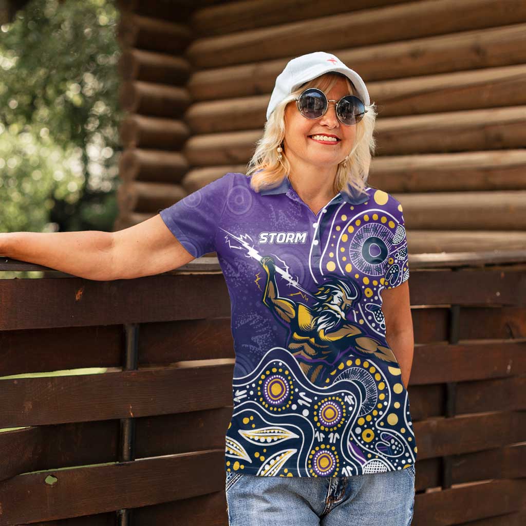 Personalised Storm Rugby Aboriginal Women Polo Shirt 2024 GO Storms
