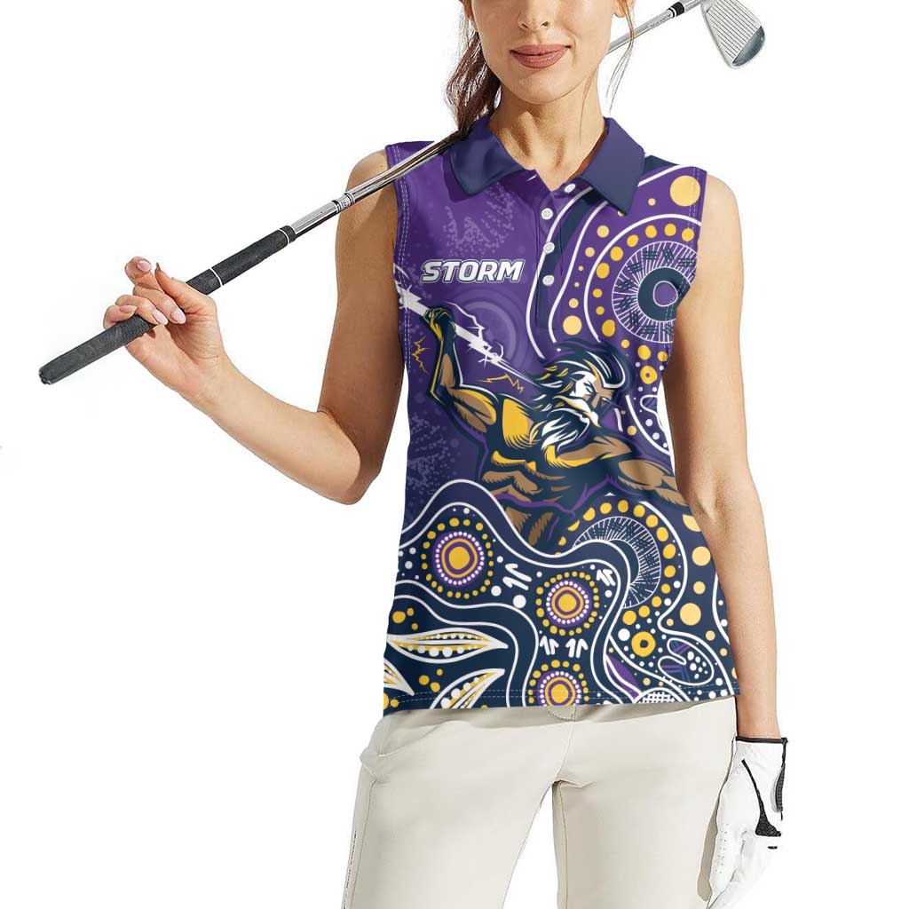 Personalised Storm Rugby Aboriginal Women Sleeveless Polo Shirt 2024 GO Storms