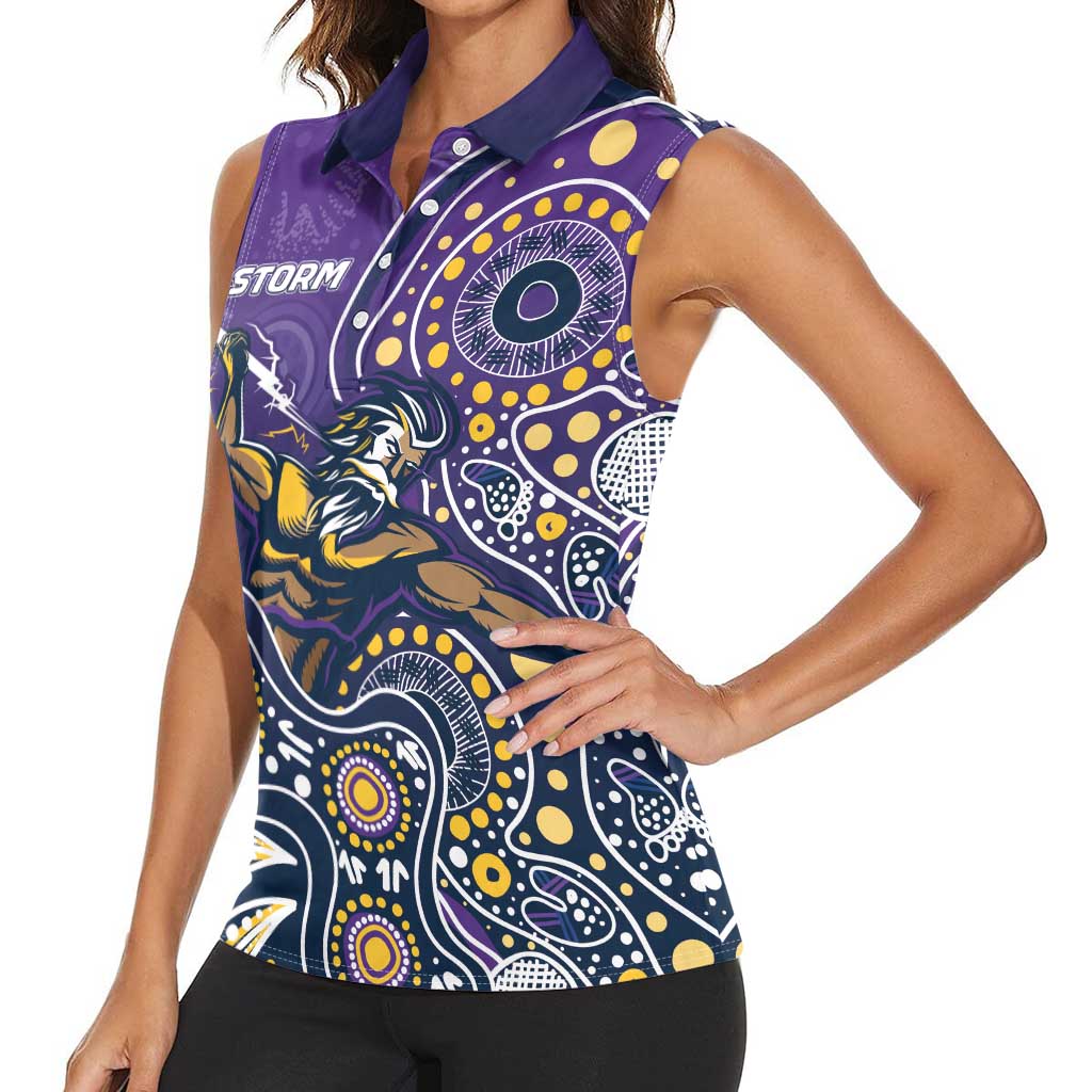 Personalised Storm Rugby Aboriginal Women Sleeveless Polo Shirt 2024 GO Storms