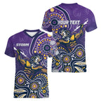 Personalised Storm Rugby Aboriginal Women V-Neck T-Shirt 2024 GO Storms