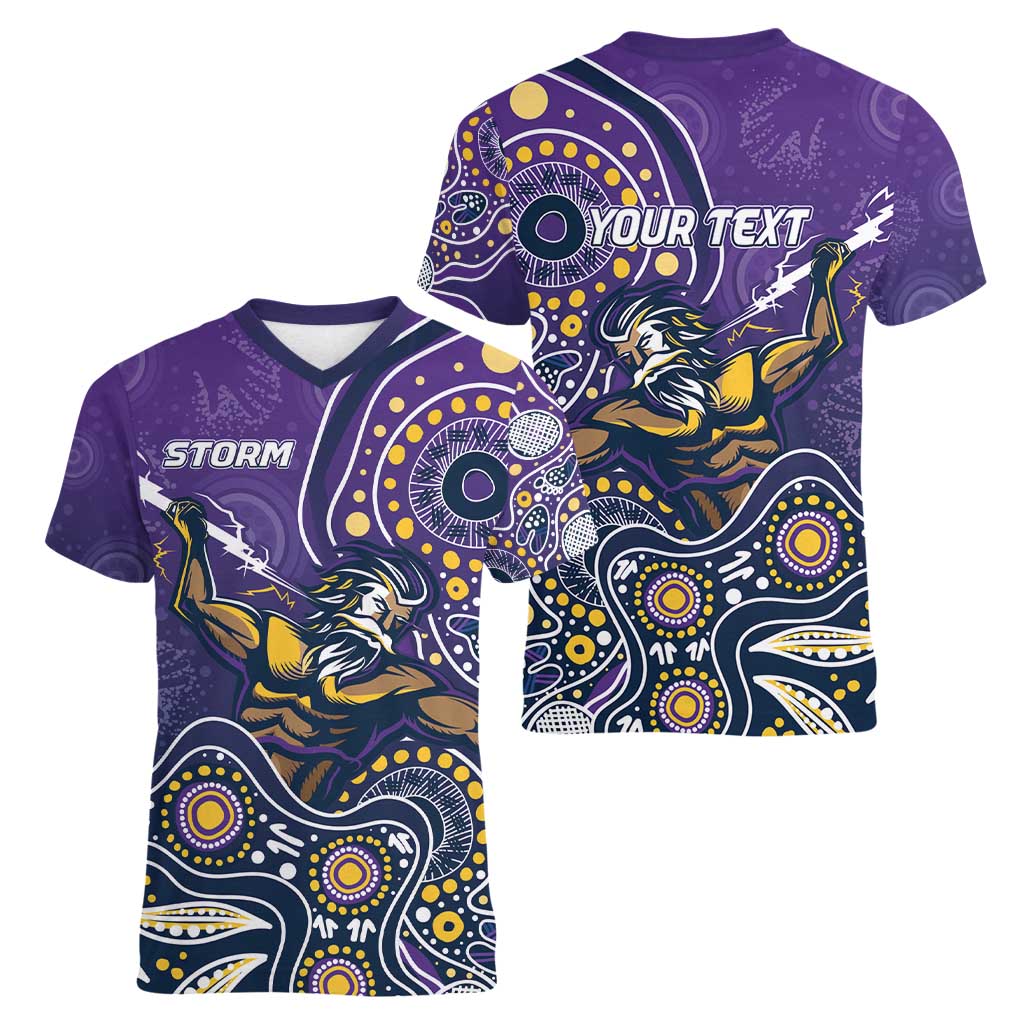 Personalised Storm Rugby Aboriginal Women V-Neck T-Shirt 2024 GO Storms
