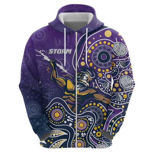Personalised Storm Rugby Aboriginal Zip Hoodie 2024 GO Storms
