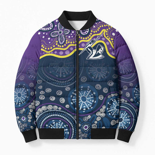 Melbourne Rugby NRL Custom Indigenous Bomber Puffer Jacket Raging Storms - Aussie Hoodie