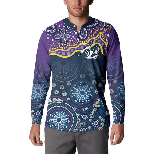 Melbourne Rugby NRL Custom Indigenous Button Sweatshirt Raging Storms - Aussie Hoodie