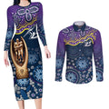 Melbourne Rugby NRL Custom Indigenous Couples Matching Long Sleeve Bodycon Dress and Long Sleeve Button Shirt Raging Storms - Aussie Hoodie