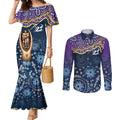 Melbourne Rugby NRL Custom Indigenous Couples Matching Mermaid Dress and Long Sleeve Button Shirt Raging Storms - Aussie Hoodie