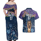 Melbourne Rugby NRL Custom Indigenous Couples Matching Off Shoulder Maxi Dress and Hawaiian Shirt Raging Storms - Aussie Hoodie