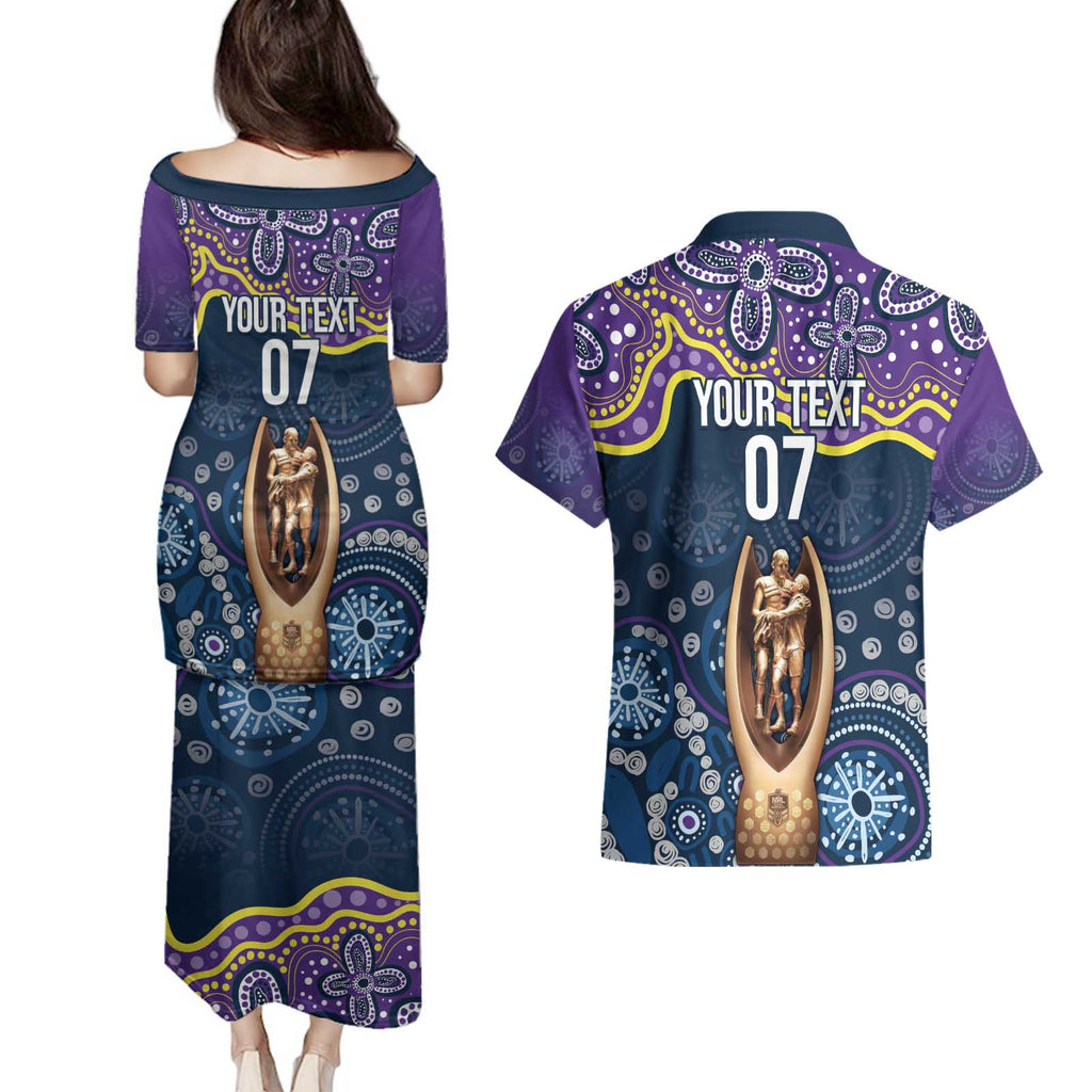 Melbourne Rugby NRL Custom Indigenous Couples Matching Puletasi and Hawaiian Shirt Raging Storms - Aussie Hoodie