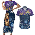 Melbourne Rugby NRL Custom Indigenous Couples Matching Short Sleeve Bodycon Dress and Hawaiian Shirt Raging Storms - Aussie Hoodie