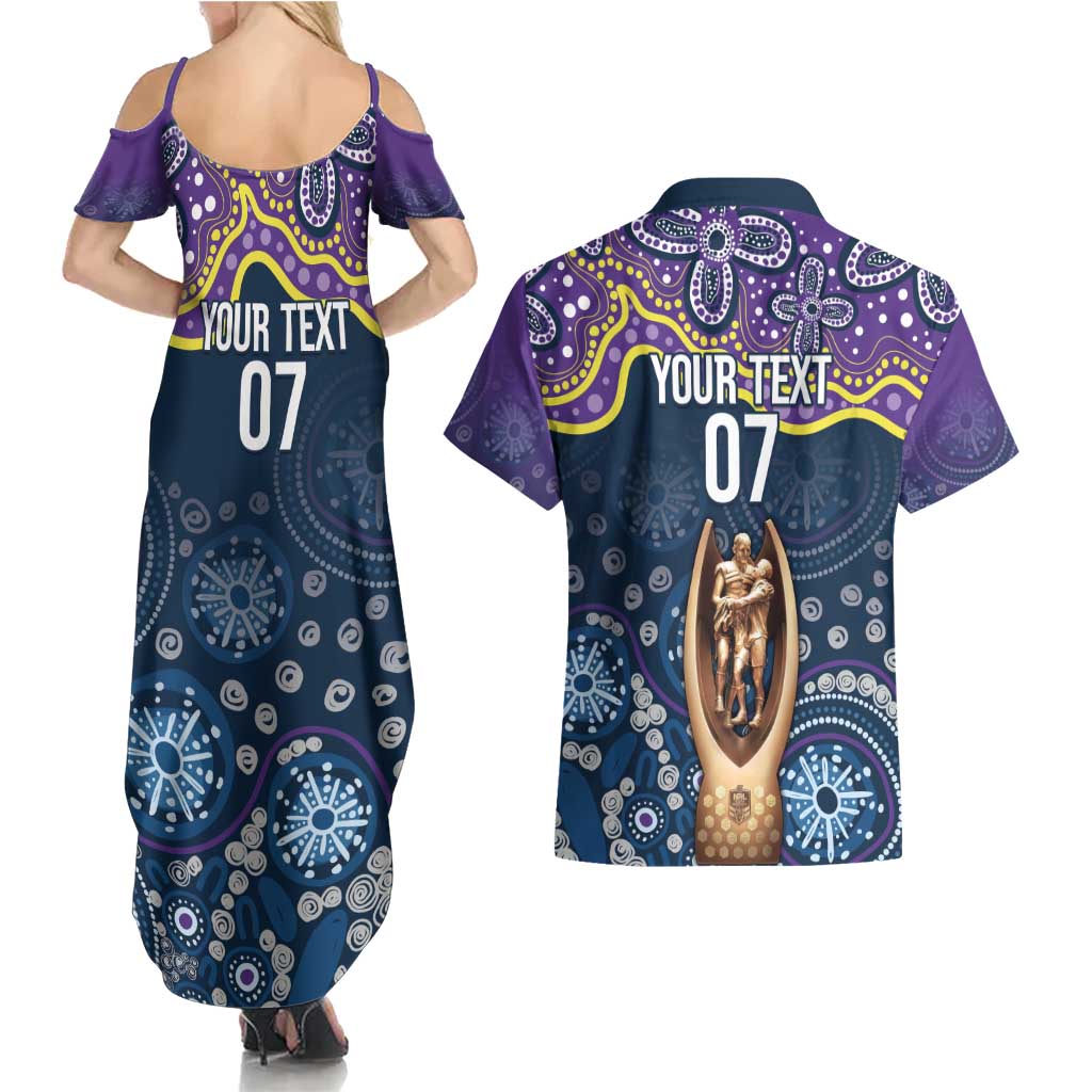 Melbourne Rugby NRL Custom Indigenous Couples Matching Summer Maxi Dress and Hawaiian Shirt Raging Storms - Aussie Hoodie