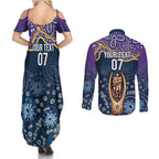 Melbourne Rugby NRL Custom Indigenous Couples Matching Summer Maxi Dress and Long Sleeve Button Shirt Raging Storms - Aussie Hoodie