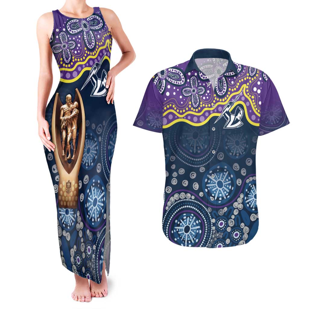 Melbourne Rugby NRL Custom Indigenous Couples Matching Tank Maxi Dress and Hawaiian Shirt Raging Storms - Aussie Hoodie