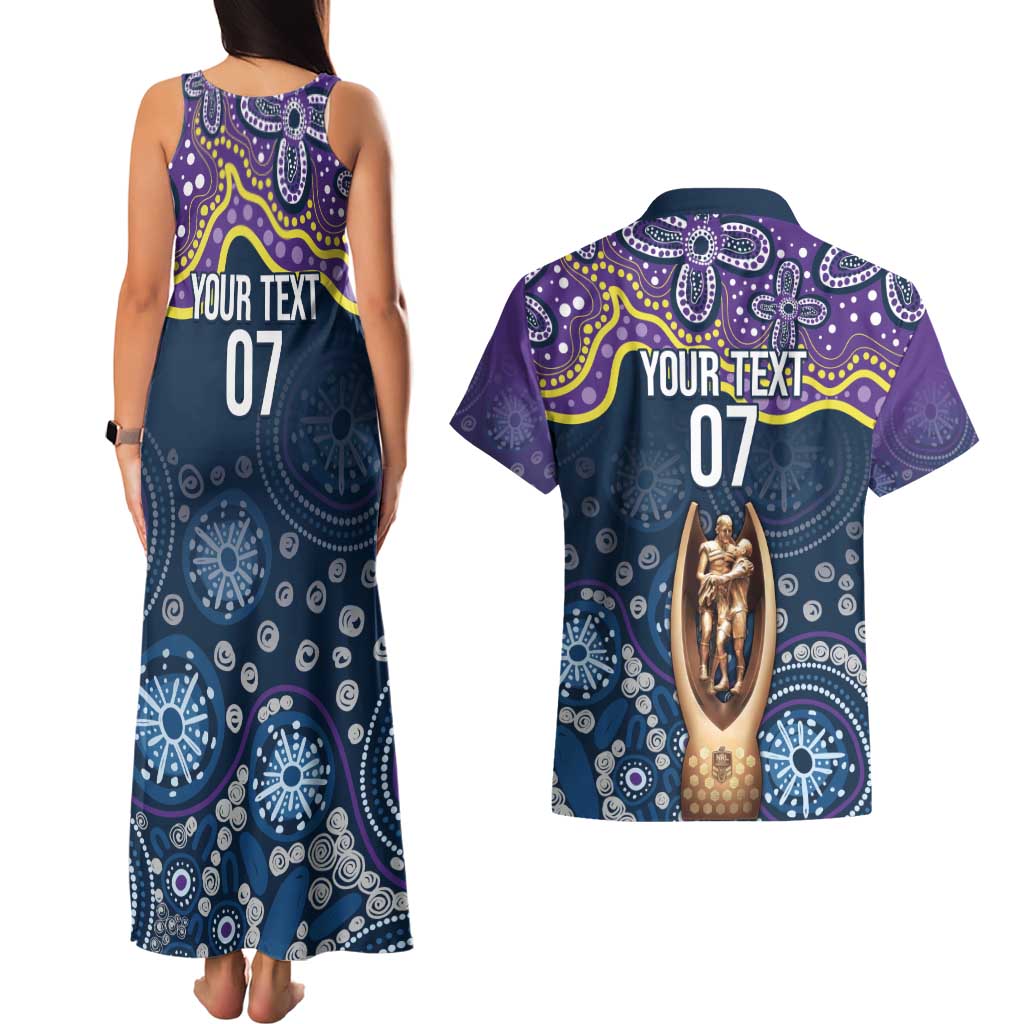Melbourne Rugby NRL Custom Indigenous Couples Matching Tank Maxi Dress and Hawaiian Shirt Raging Storms - Aussie Hoodie