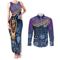Melbourne Rugby NRL Custom Indigenous Couples Matching Tank Maxi Dress and Long Sleeve Button Shirt Raging Storms - Aussie Hoodie
