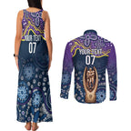 Melbourne Rugby NRL Custom Indigenous Couples Matching Tank Maxi Dress and Long Sleeve Button Shirt Raging Storms - Aussie Hoodie