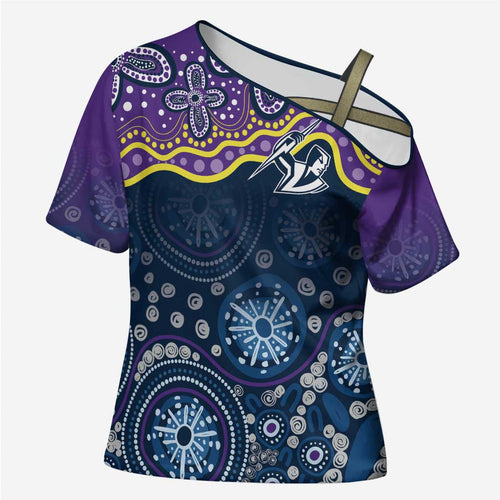 Melbourne Rugby NRL Custom Indigenous Cross Shoulder Shirt Raging Storms - Aussie Hoodie