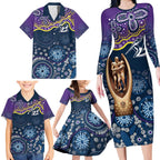 Melbourne Rugby NRL Custom Indigenous Family Matching Long Sleeve Bodycon Dress and Hawaiian Shirt Raging Storms - Aussie Hoodie