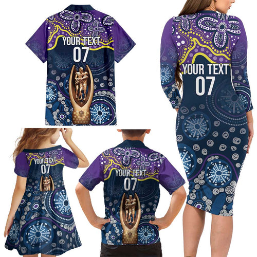Melbourne Rugby NRL Custom Indigenous Family Matching Long Sleeve Bodycon Dress and Hawaiian Shirt Raging Storms - Aussie Hoodie