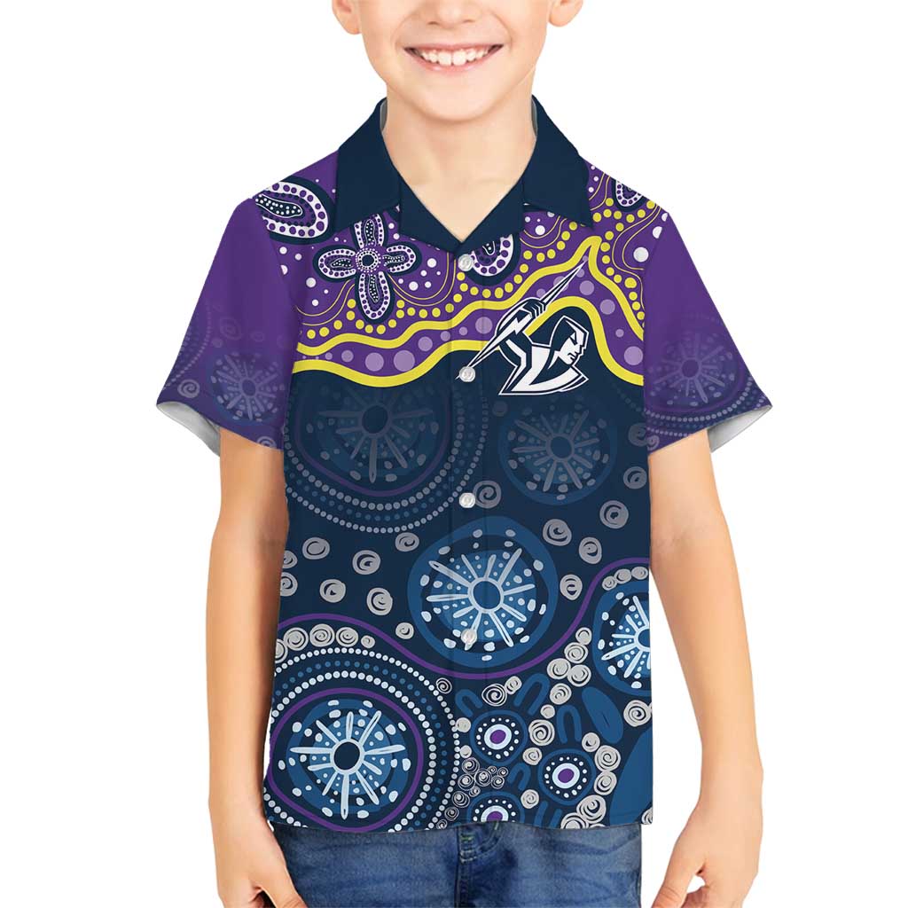Melbourne Rugby NRL Custom Indigenous Family Matching Long Sleeve Bodycon Dress and Hawaiian Shirt Raging Storms - Aussie Hoodie
