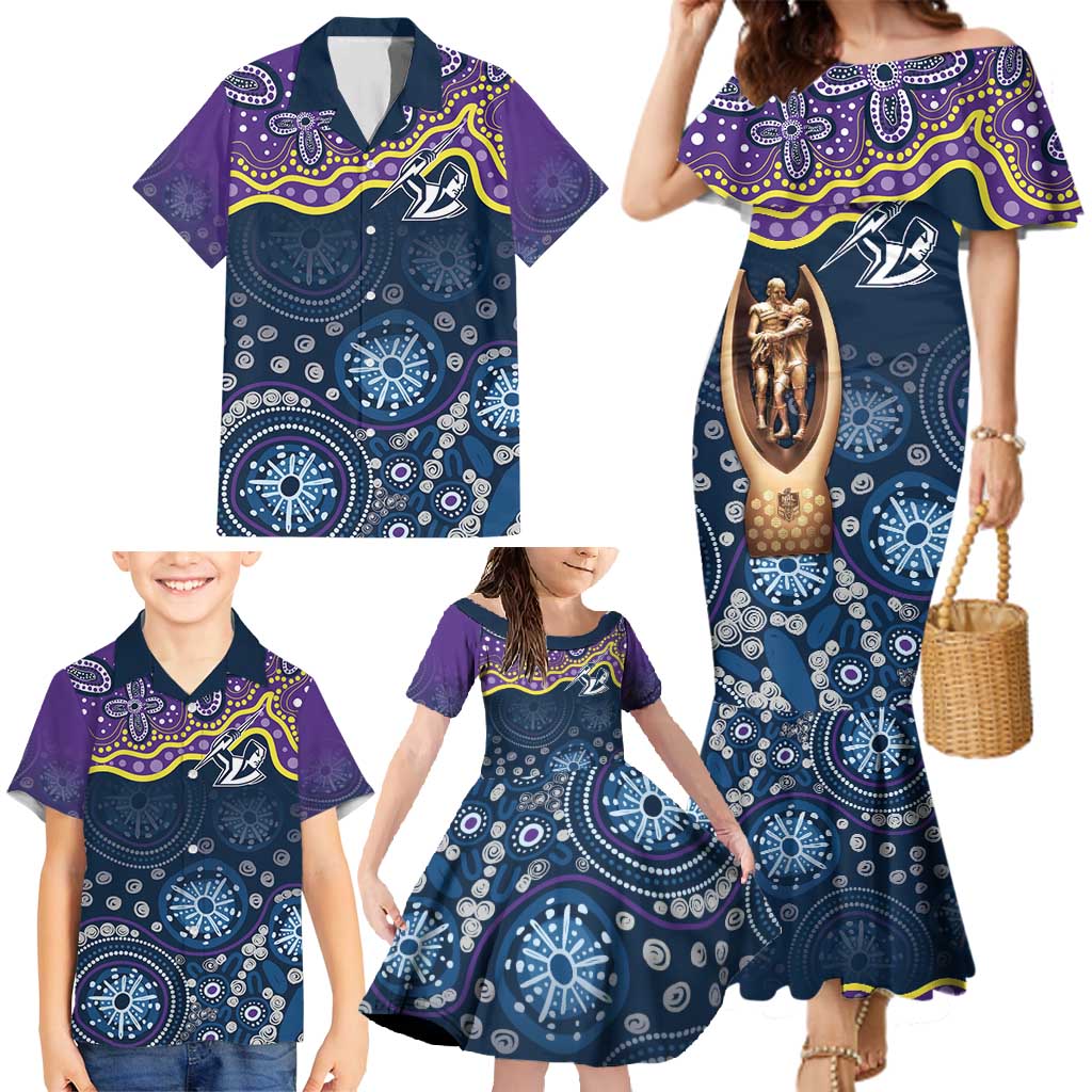 Melbourne Rugby NRL Custom Indigenous Family Matching Mermaid Dress and Hawaiian Shirt Raging Storms - Aussie Hoodie