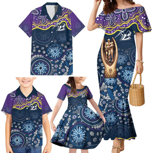 Melbourne Rugby NRL Custom Indigenous Family Matching Mermaid Dress and Hawaiian Shirt Raging Storms - Aussie Hoodie