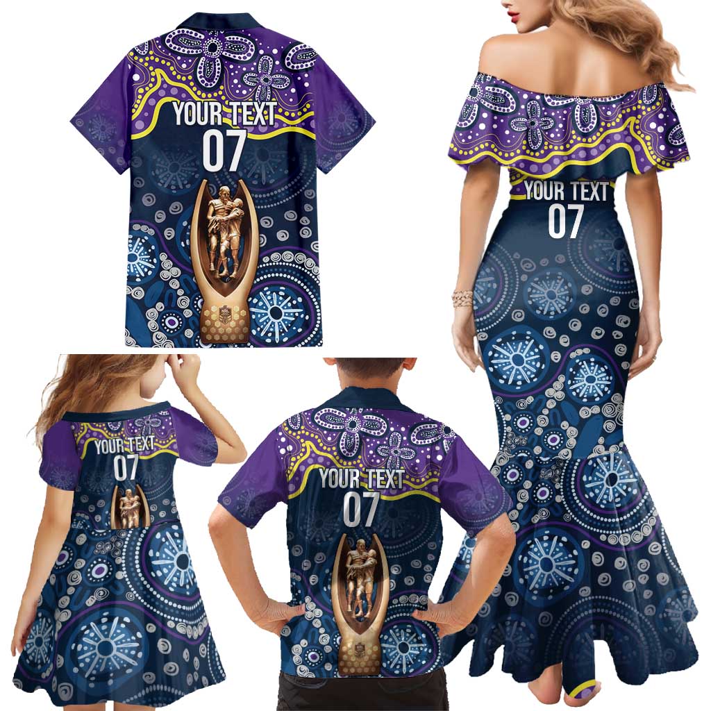 Melbourne Rugby NRL Custom Indigenous Family Matching Mermaid Dress and Hawaiian Shirt Raging Storms - Aussie Hoodie